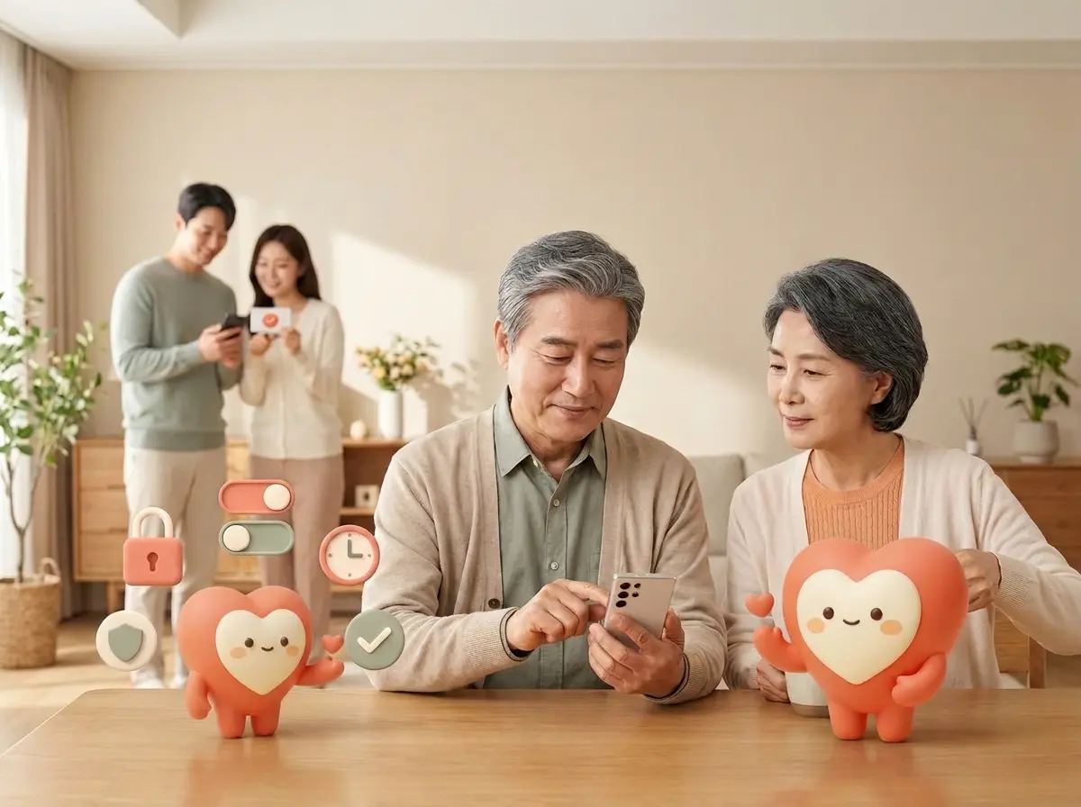 부모님의 대화 원문을 보호하고 필요한 일상만 가족에게 연결하는 모습